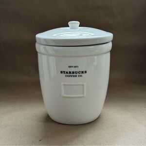 Starbucks 2002 Abbey Barista White Ceramic Coffee Canister. 64 oz (2 Available)